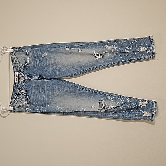 Flying Monkey Distressed Crop Straight Jeans 26 Blue Mid-Rise Denim Pants Y2347 - Picture 3 of 14